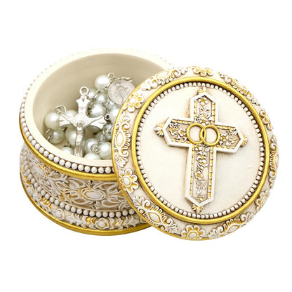 Double-Ring Cross Wedding Rosary Box