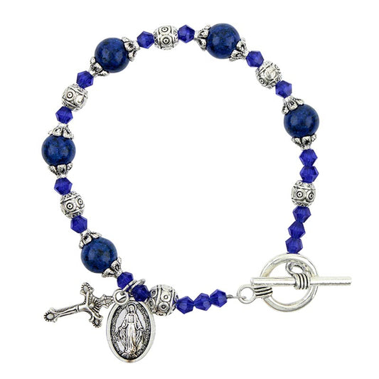 Sapphire Madonna del Parto Rosary Bracelet