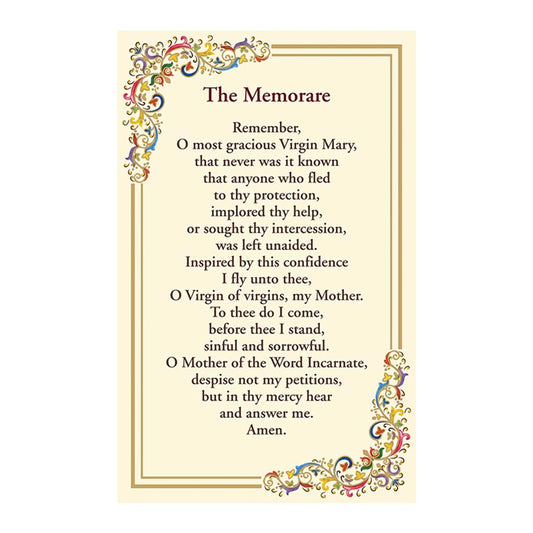 Memorare Prayer Florentine Holy Card