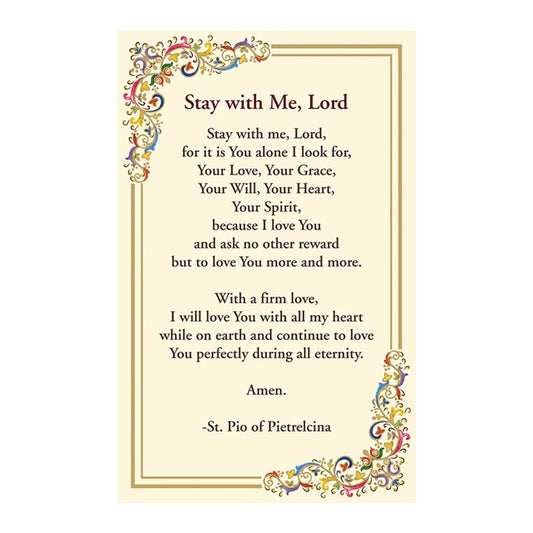 Stay with Me Prayer Florentine Holy Card