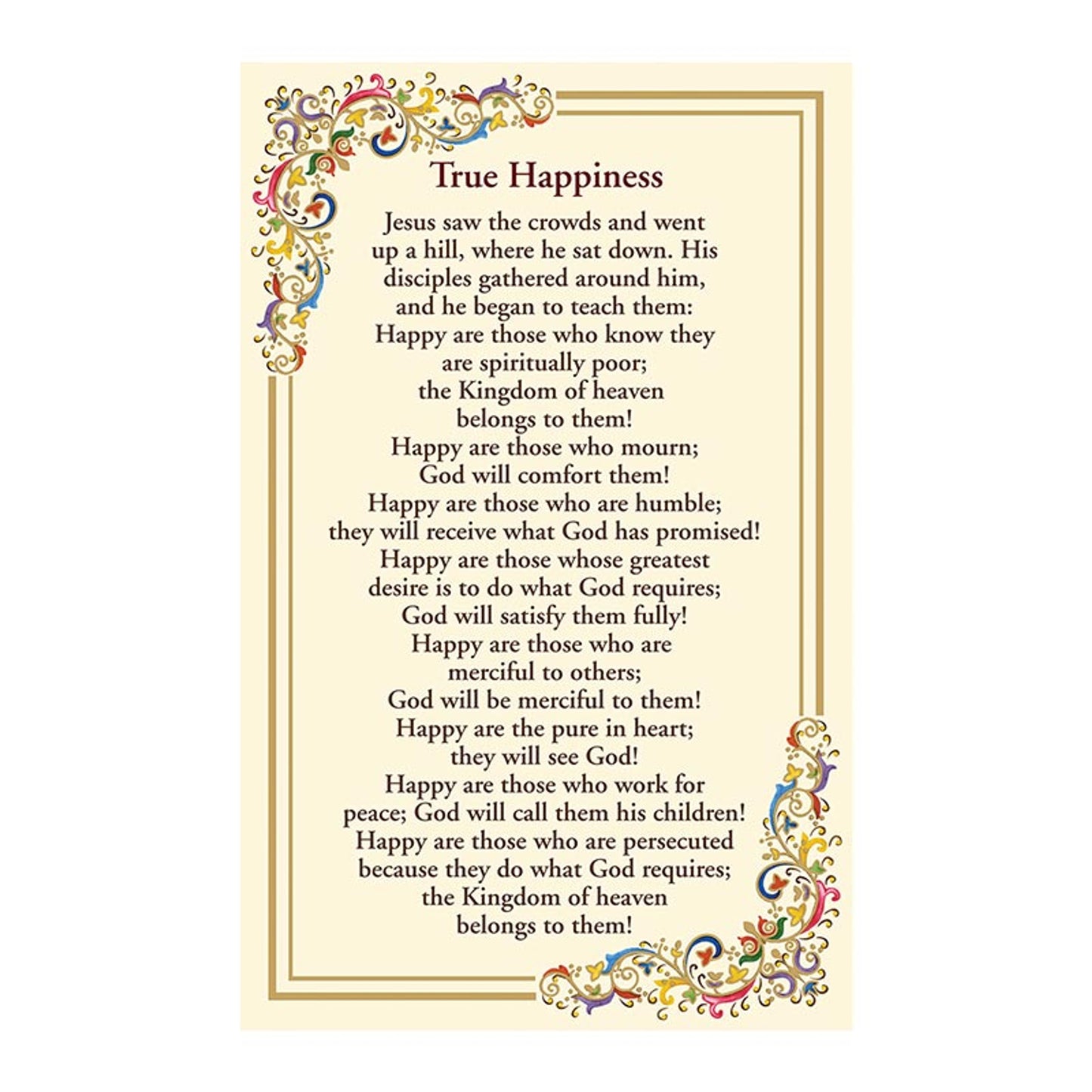 True Happiness Florentine Holy Card - 25/PK