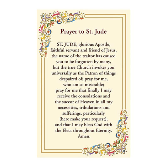 Prayer to Saint Jude Florentine Holy Card - 25/PK