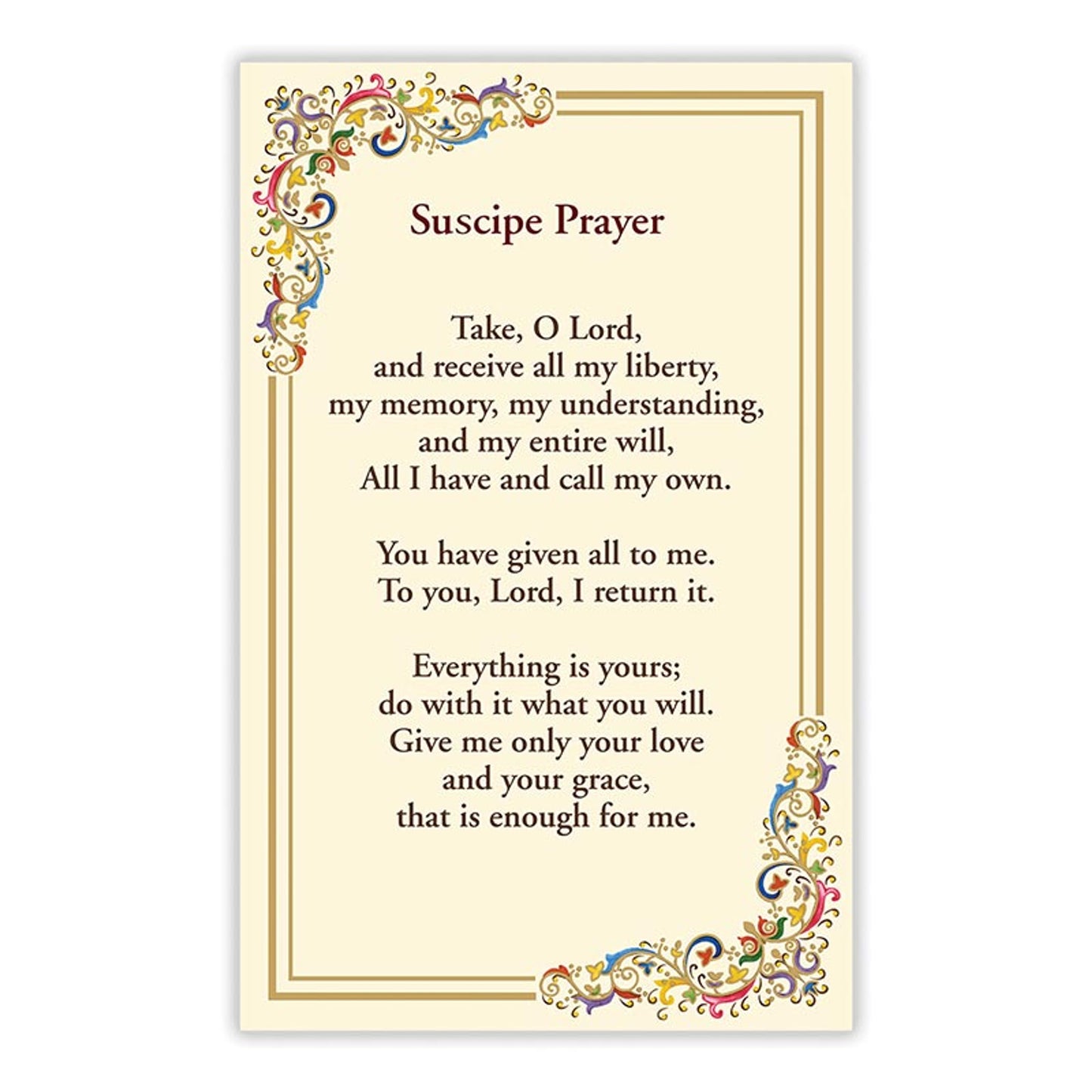 Suscipe Prayer Florentine Holy Card - 25/PK