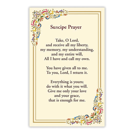 Suscipe Prayer Florentine Holy Card - 25/PK