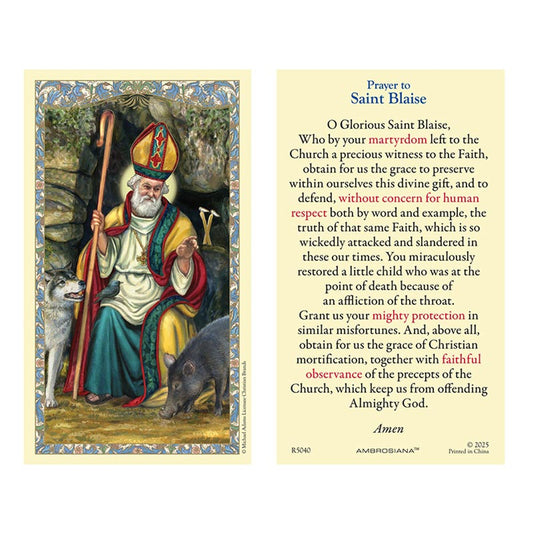 Saint Blaise Holy Card - 25/PK