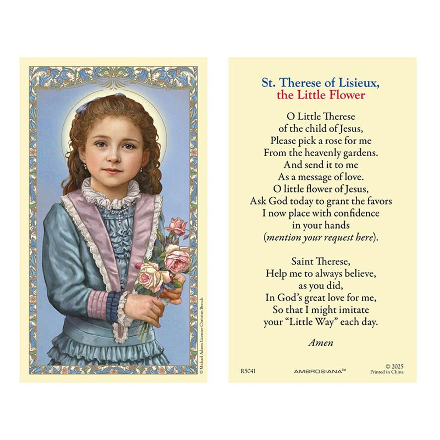 Saint Therese the Little Flower Holy Card