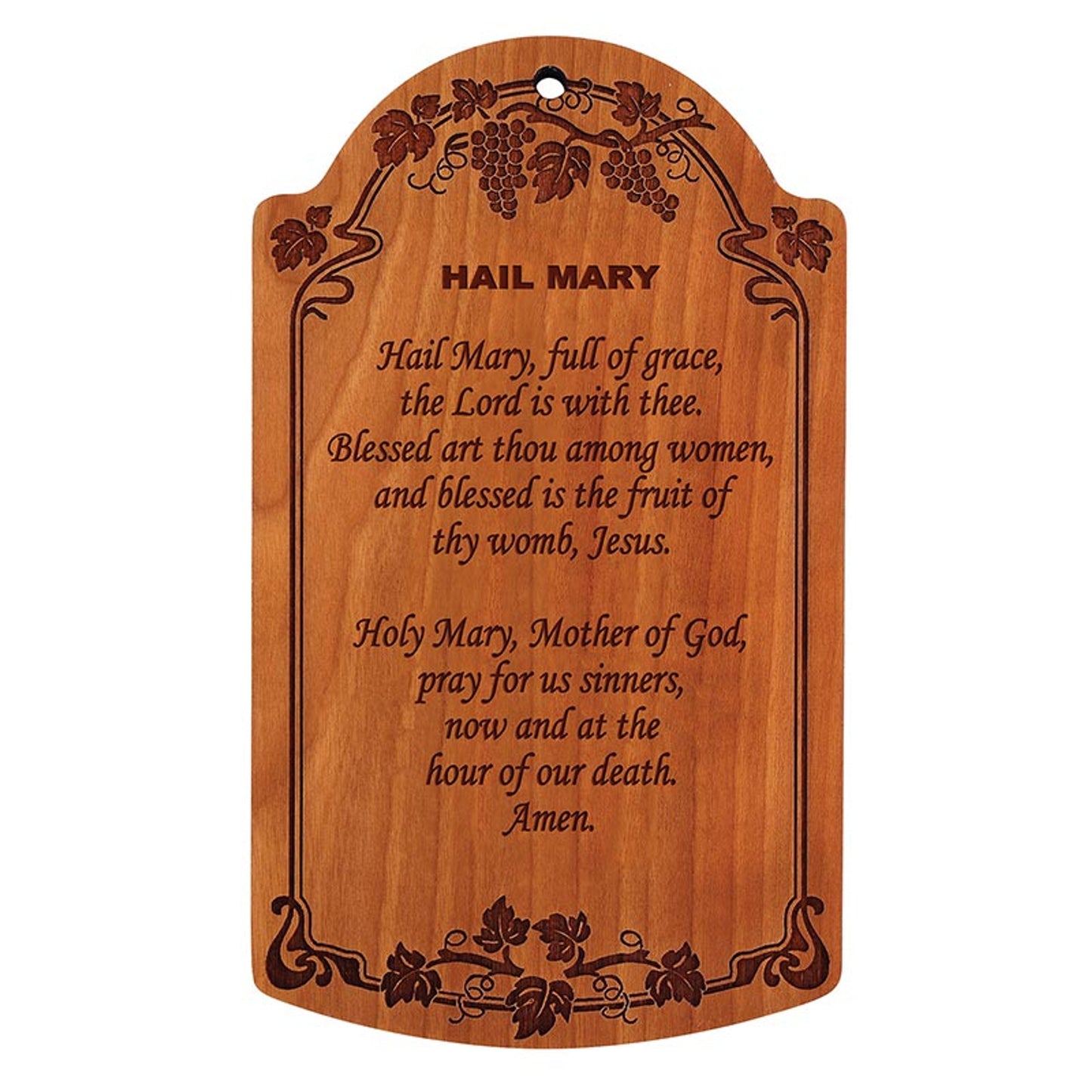 7" Hail Mary Carved Wood Plaque