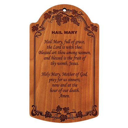 7" Hail Mary Carved Wood Plaque