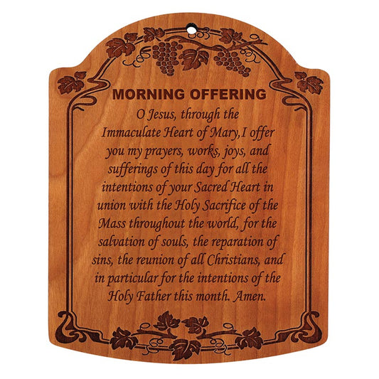 10" Morning Offering Carved Wood Plaque