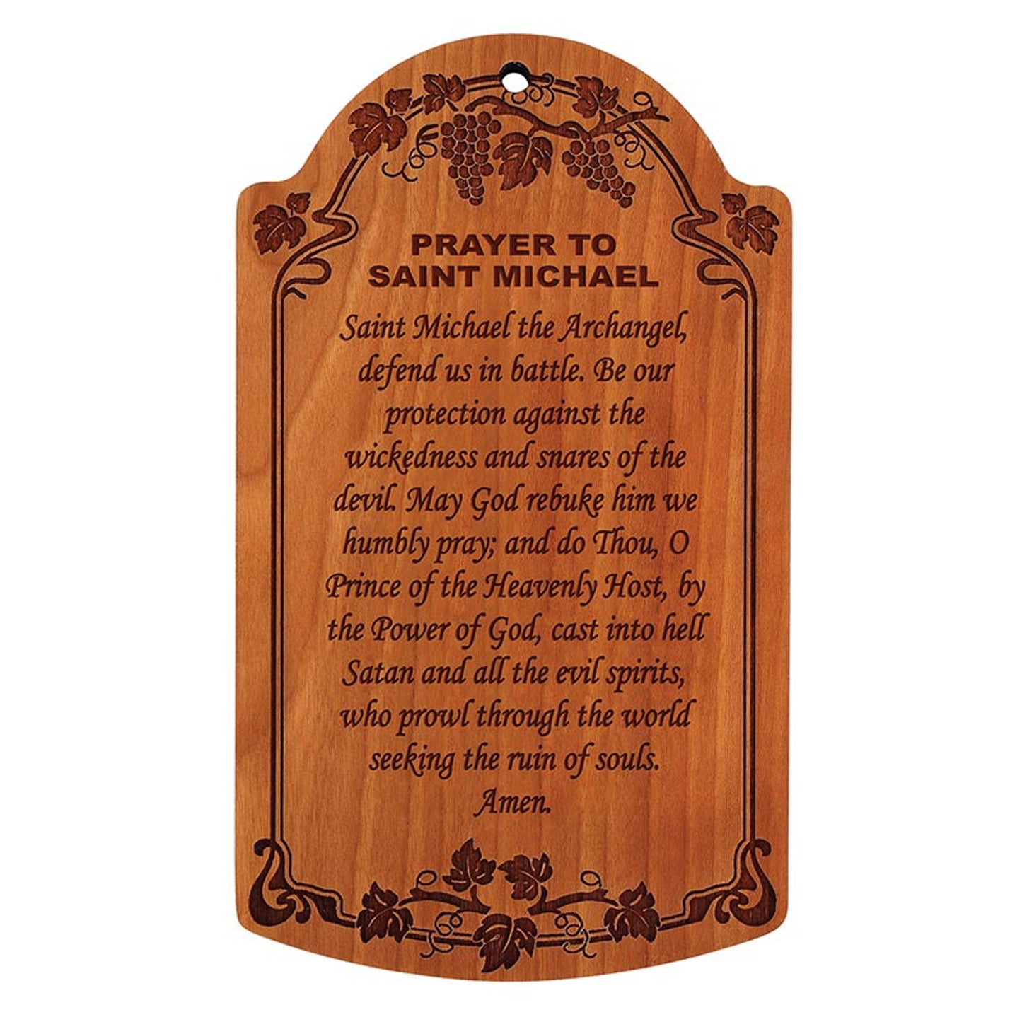 7" Prayer to St. Michael Carved Wood Plaque