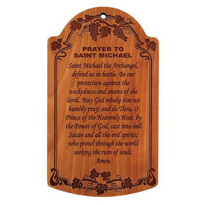 7" Prayer to St. Michael Carved Wood Plaque
