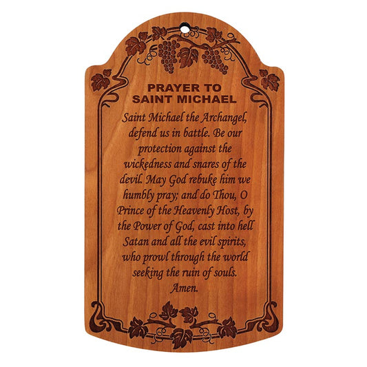 7" Prayer to St. Michael Carved Wood Plaque