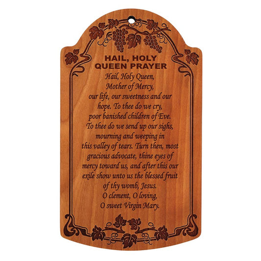 7" Hail, Holy Queen Carved Wood Plaque