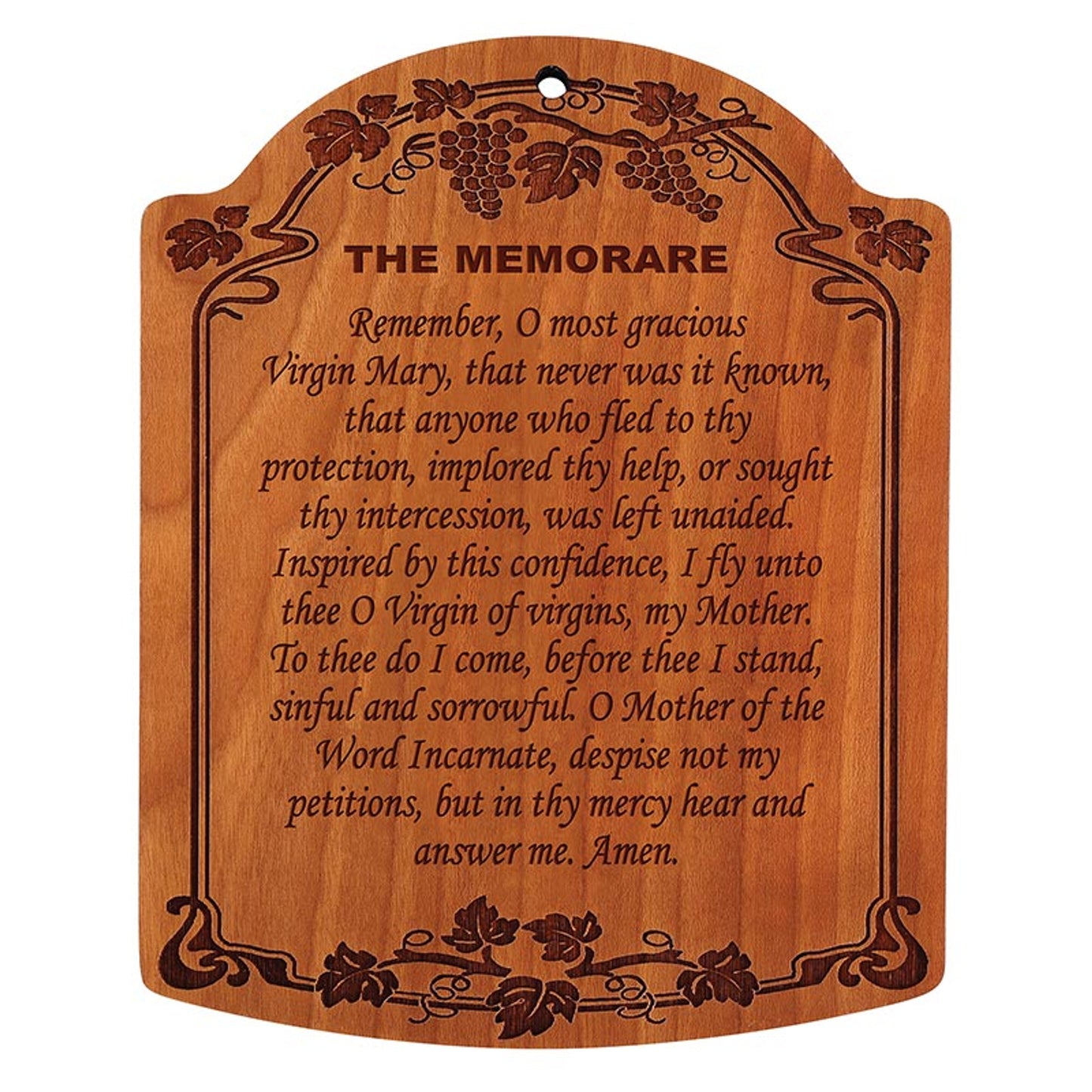 10" The Memorare Carved Wood Plaque