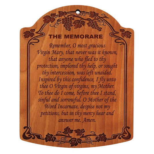 10" The Memorare Carved Wood Plaque