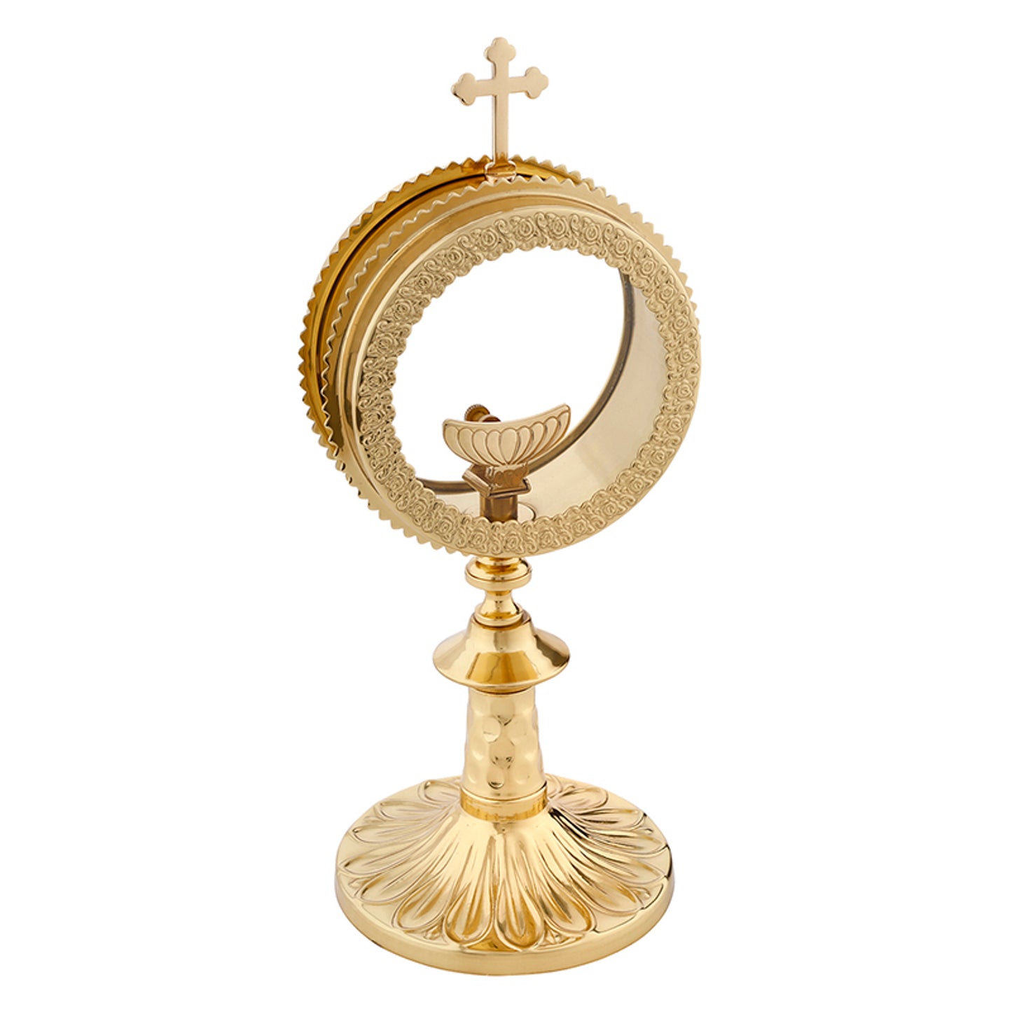 Brass and Silver Plated with Ruby Colored Glass