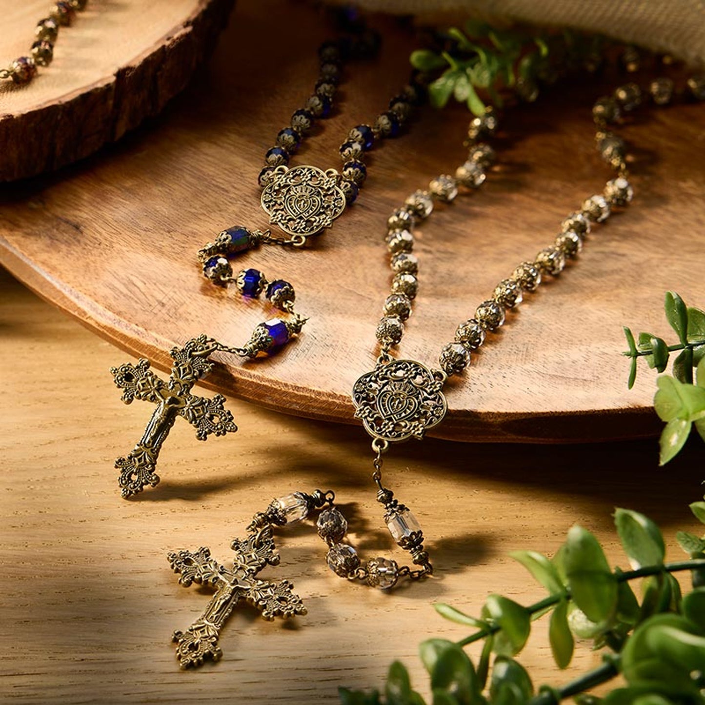 Sapphire Twin Hearts Rosary