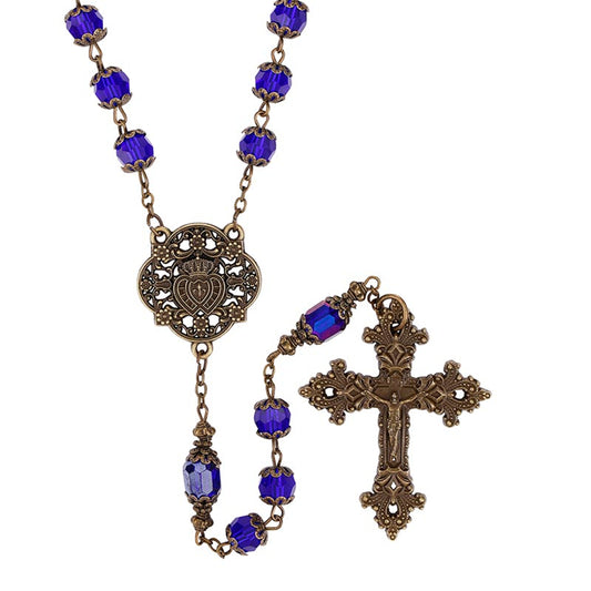 Sapphire Twin Hearts Rosary