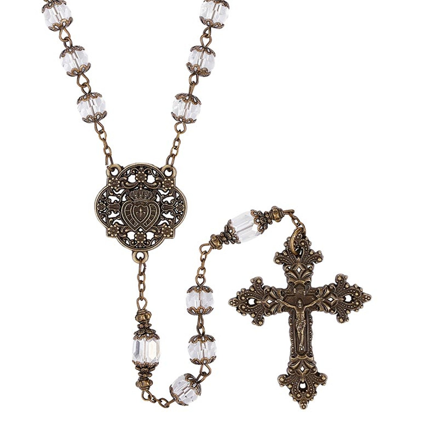 Crystal Twin Hearts Rosary