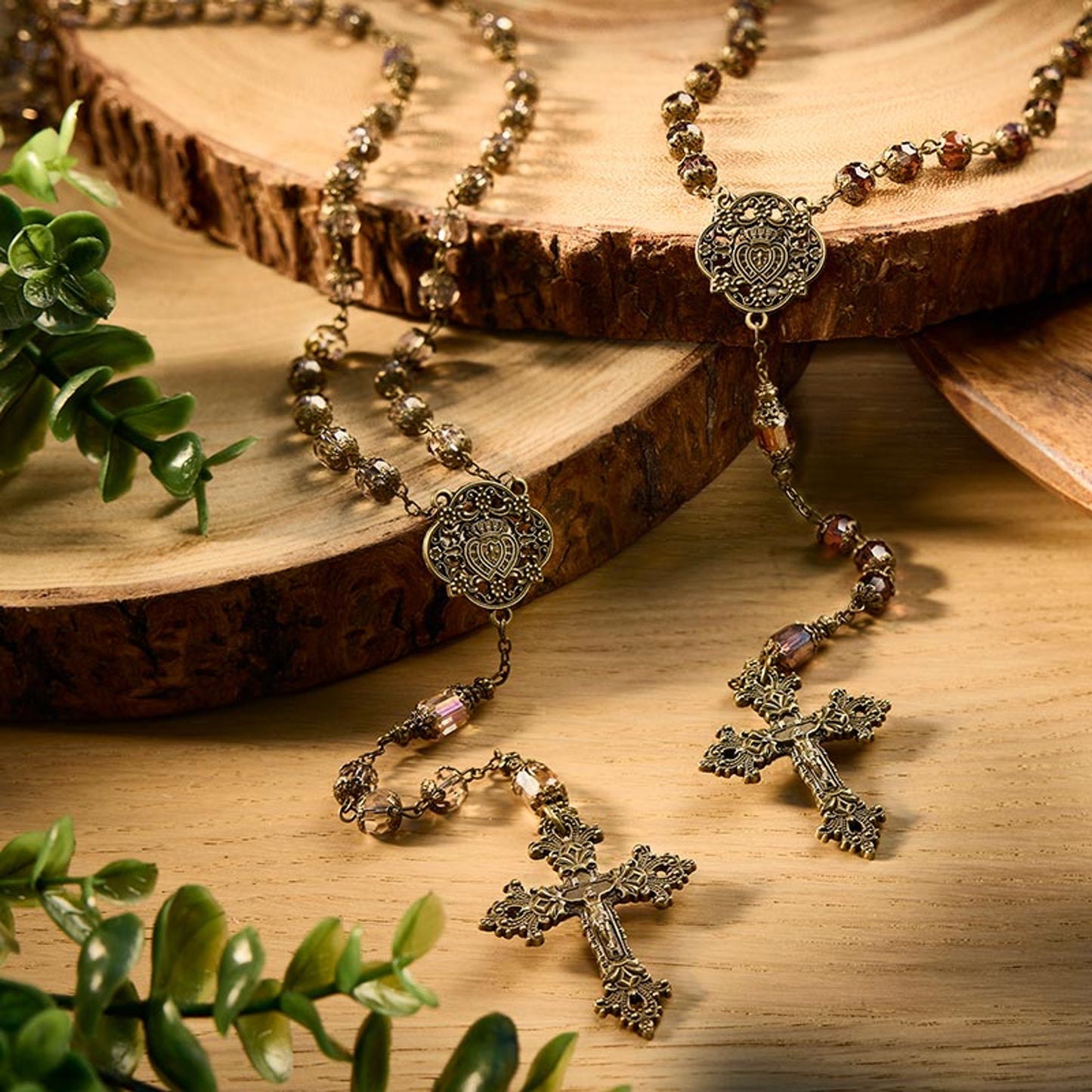 Amethyst Twin Hearts Rosary