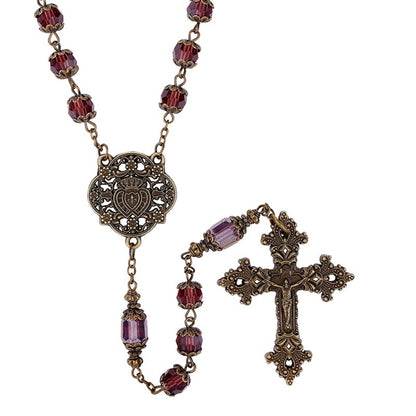 Amethyst Twin Hearts Rosary