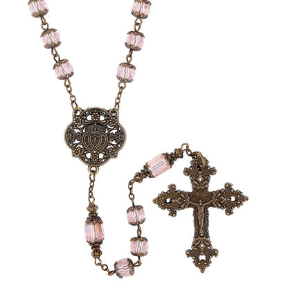 Pink Twin Hearts Rosary