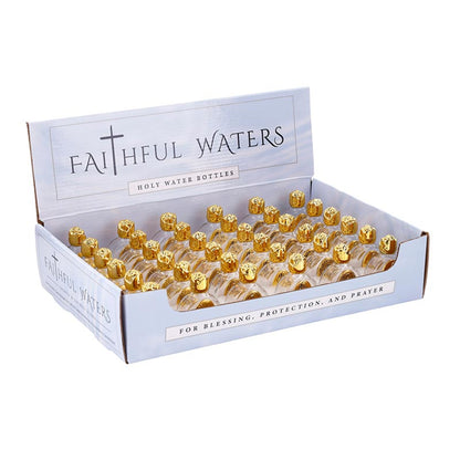 Saints Holy Water Glass Bottles Display