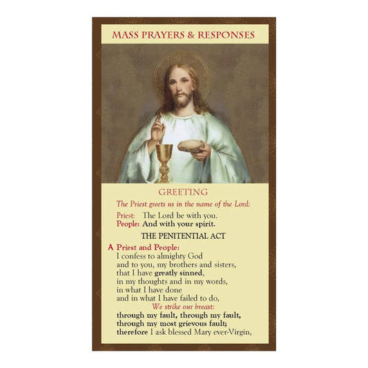 Mass Prayers and Responses Trifold Pocket Prayer Card - 24/PK