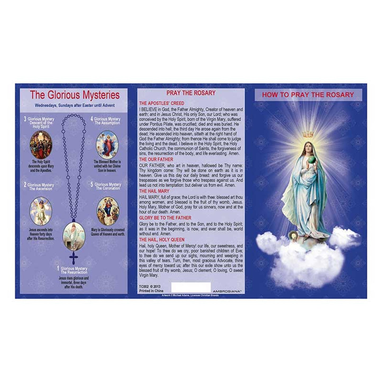 How to Pray the Rosary Trifold Pocket Prayer Card