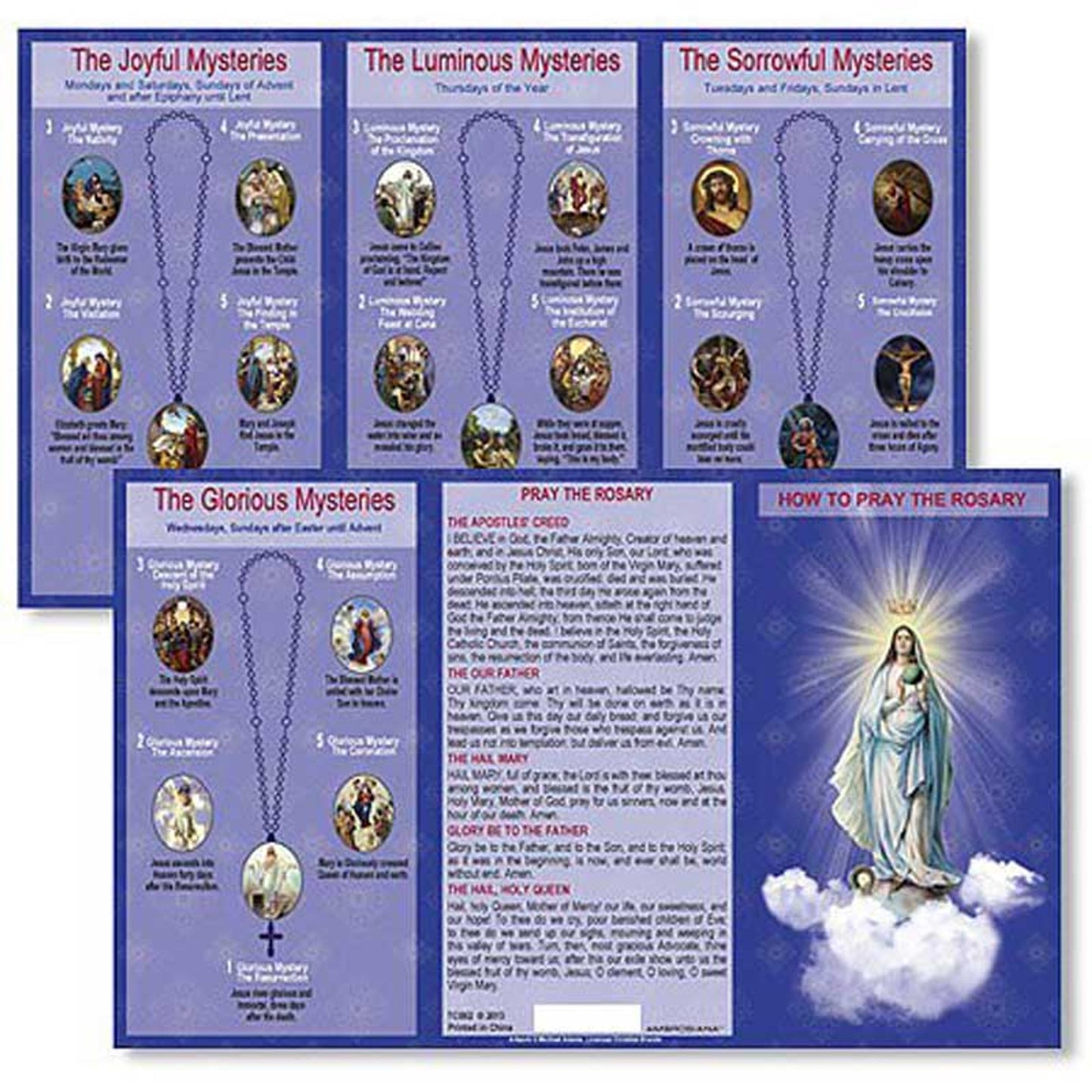 How to Pray the Rosary Trifold Pocket Prayer Card
