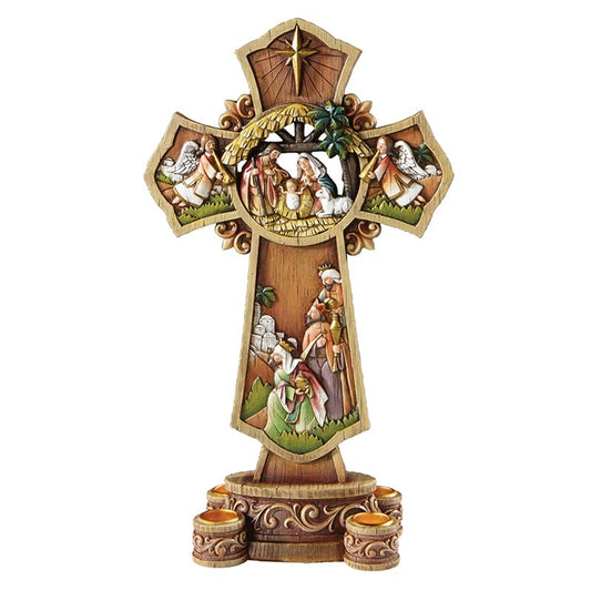 13.5" H Nativity Cross Advent Wreath