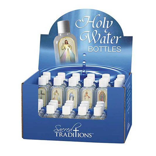 2 oz Holy Water Bottle Display 6 Assorted