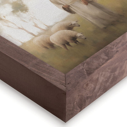 Wonderous Watercolors Collection Framed Linen Art - Jesus & Sheep