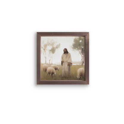 Wonderous Watercolors Collection Framed Linen Art - Jesus & Sheep